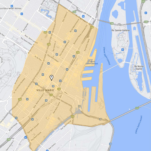 Montreal taxi downtown zone map